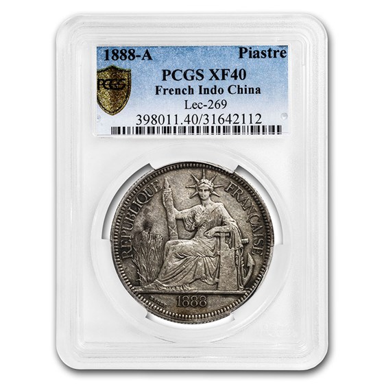 1888-A French Indo-China Silver Piastre XF-40 PCGS 1888-A French Indo-China Silver Piastre XF-40 PCGS